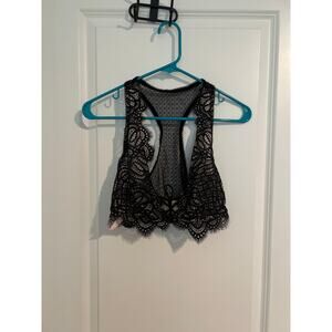 Victoria’s Secret Dream Angels Black Lace-Up Scallop Bralette – Size L